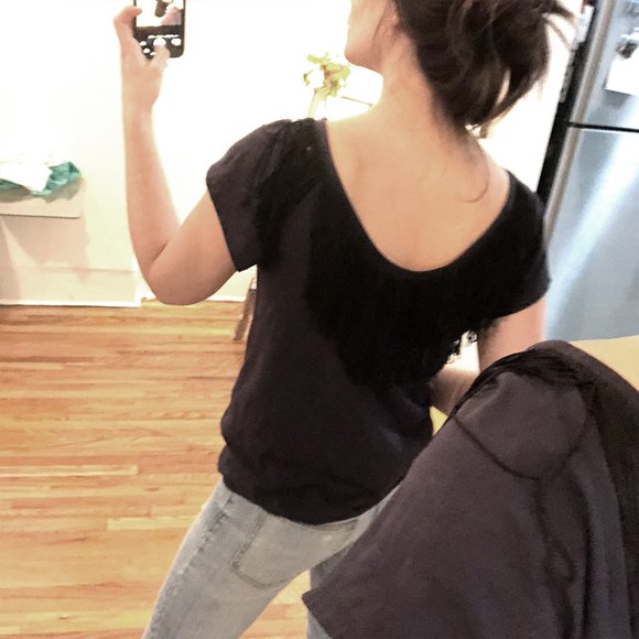 NWT 3.1 Philip Lim Navy 100% Cotton Backless Fringe T-shirt Top - Dark Blue - S - Picture 10 of 12